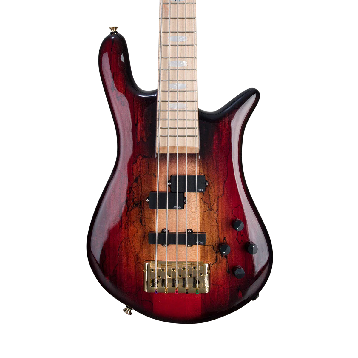 CHUCKSCLUSIVE Spector Euro 5 LT Spalted Maple Bass Guitar - Fire Red Burst